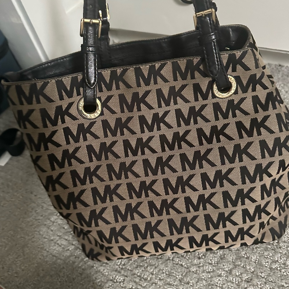 Michael Kors Black and Brown Tote Bag